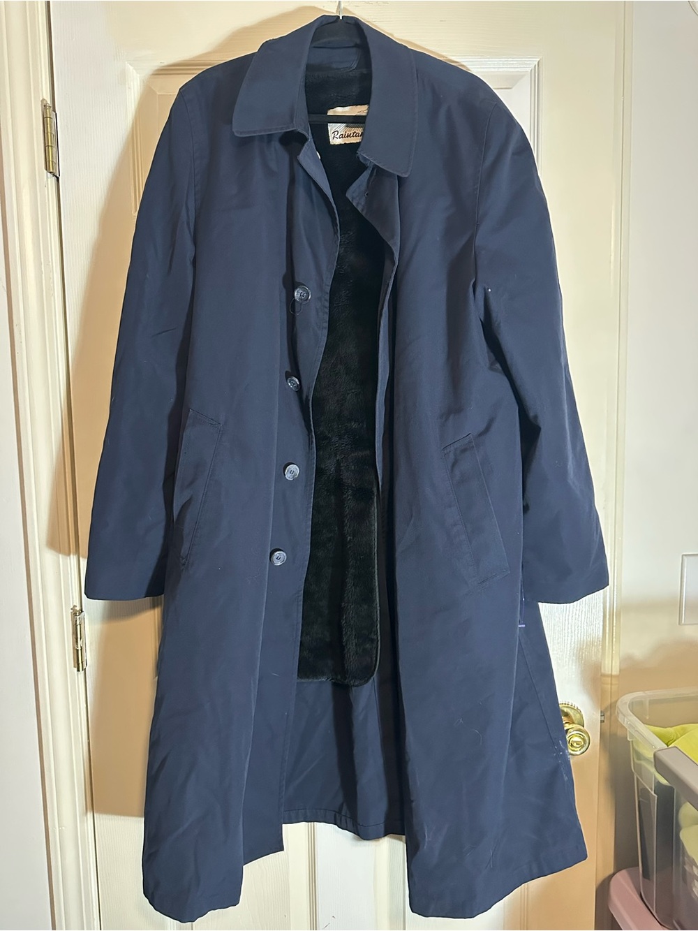 Women’s Navy Trench Coat with Plush Lining